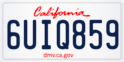 CA license plate 6UIQ859