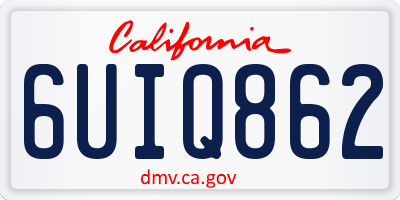 CA license plate 6UIQ862