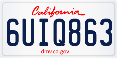 CA license plate 6UIQ863