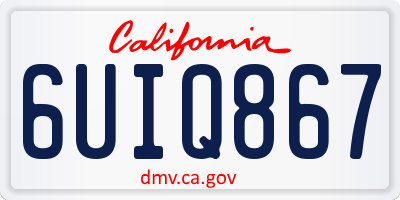 CA license plate 6UIQ867