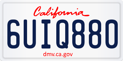CA license plate 6UIQ880