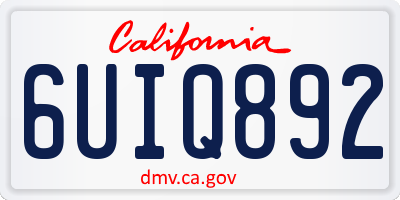 CA license plate 6UIQ892