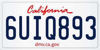 CA license plate 6UIQ893