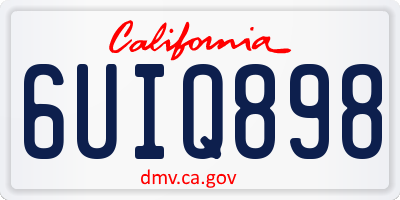 CA license plate 6UIQ898