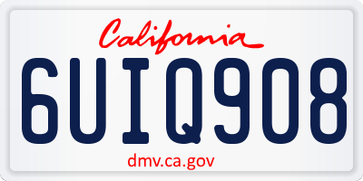 CA license plate 6UIQ908