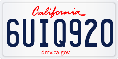 CA license plate 6UIQ920