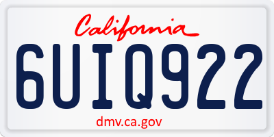 CA license plate 6UIQ922