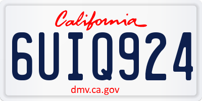CA license plate 6UIQ924