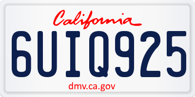 CA license plate 6UIQ925