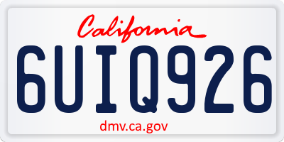 CA license plate 6UIQ926