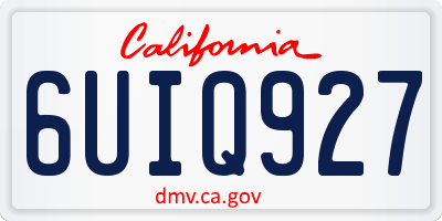 CA license plate 6UIQ927