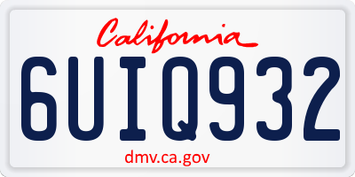 CA license plate 6UIQ932