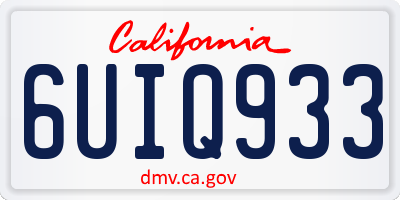 CA license plate 6UIQ933
