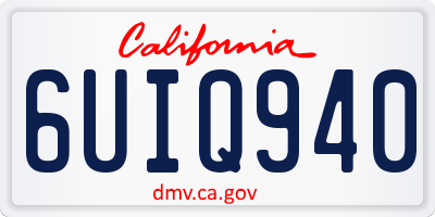 CA license plate 6UIQ940