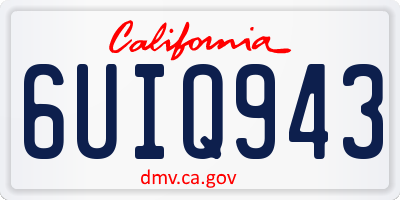 CA license plate 6UIQ943