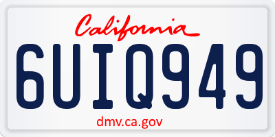 CA license plate 6UIQ949