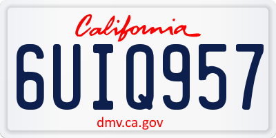 CA license plate 6UIQ957