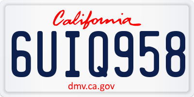 CA license plate 6UIQ958