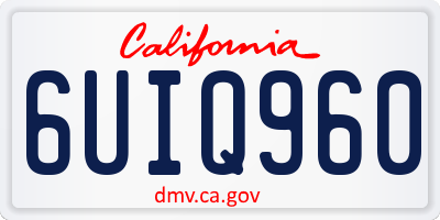 CA license plate 6UIQ960