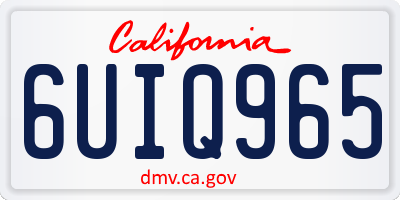 CA license plate 6UIQ965
