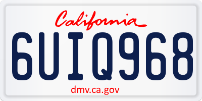 CA license plate 6UIQ968