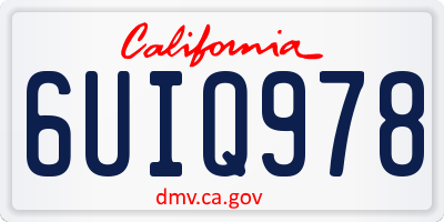 CA license plate 6UIQ978