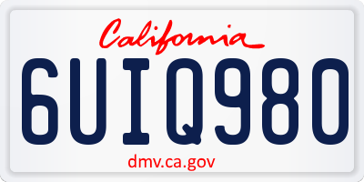 CA license plate 6UIQ980
