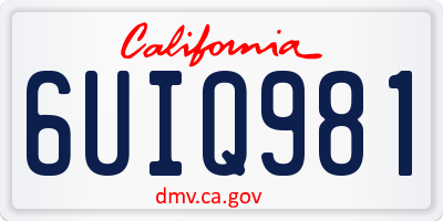 CA license plate 6UIQ981