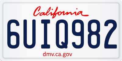 CA license plate 6UIQ982
