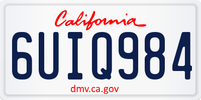 CA license plate 6UIQ984