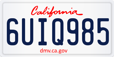 CA license plate 6UIQ985