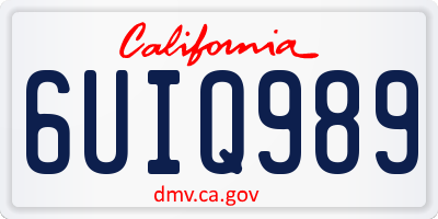 CA license plate 6UIQ989