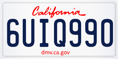 CA license plate 6UIQ990