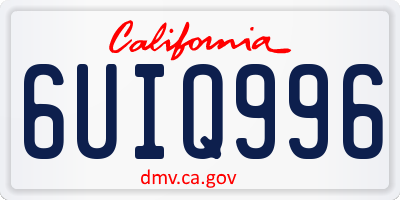 CA license plate 6UIQ996