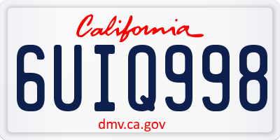 CA license plate 6UIQ998