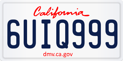 CA license plate 6UIQ999