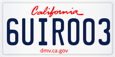 CA license plate 6UIR003