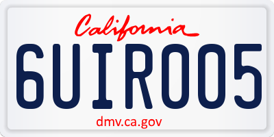 CA license plate 6UIR005