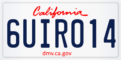 CA license plate 6UIR014