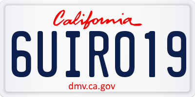 CA license plate 6UIR019