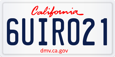 CA license plate 6UIR021
