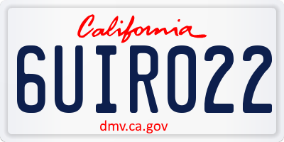 CA license plate 6UIR022