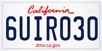 CA license plate 6UIR030