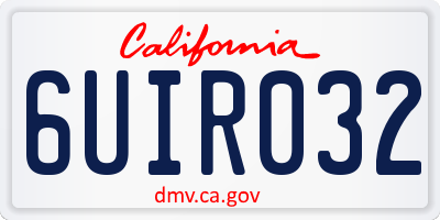 CA license plate 6UIR032