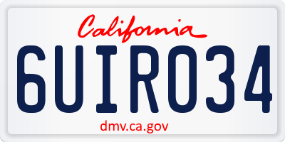 CA license plate 6UIR034