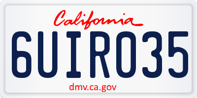 CA license plate 6UIR035