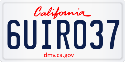 CA license plate 6UIR037