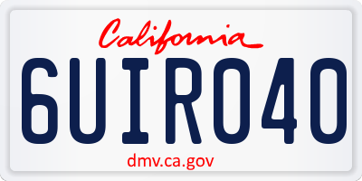 CA license plate 6UIR040