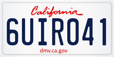 CA license plate 6UIR041