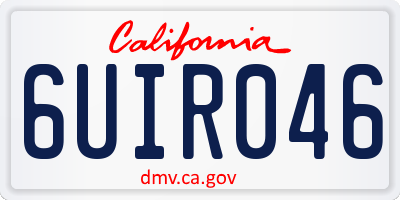 CA license plate 6UIR046